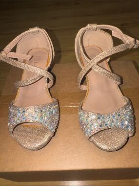 Link Iridescent Crystal Strappy Rose Gold Heels